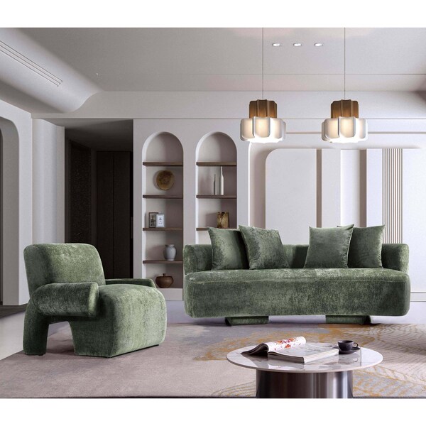 Manhattan Comfort 2-Piece Verandah 90.6 in. Sofa and Accent Chair in Olive Green 2-LSAC1769-OG - main